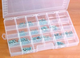 Clear Storage Container w/24 aDjUsTaBLe compartment dividers &amp; Lid PLAST... - $28.21