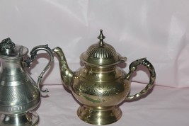 Vintage Silver Hinged Top Teapot And Pitcher Decorative Serving Set - £47.41 GBP