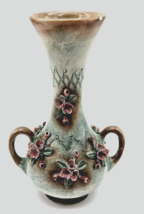 Antique Capodimonte Porcelain Bud Vase 5 Prong Crown N Mark Italy Pink Flowers - £139.42 GBP