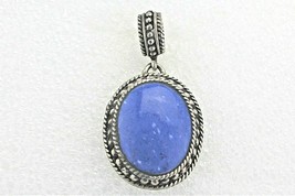 Blue Lapis Lazuli Antiqued Pendant Charm 10.4 g Real Solid Sterling Silver - £81.97 GBP
