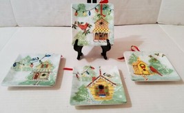 Manual Sandy Lynam Clough Christmas Bird Birdhouse Ceramic Wall Hang Til... - $69.79