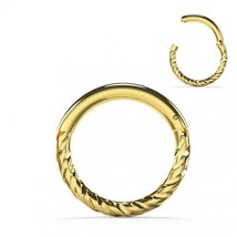 9K Solid Yellow Gold Twisted 18G Tragus Hinged Segment Nose Clicker 8mm ... - $125.44