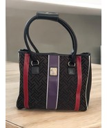 Vintage Tignanello Large Tote Overnight Bag Purse Laptop Black Purple Red - $54.27 CAD