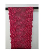 ECHO Burgundy Lace Mesh Floral Embroidered Sheer Scarf Wrap 60&quot;x6&quot; Vintage - $18.00