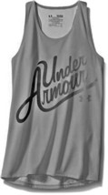 Under Armour Girl&#39;s Aloha Wordmark Racerback Tank Top, Steel/Stealth Gray, Small - £12.46 GBP