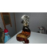 VINTAGE ROOSTER CRYSTAL PRESSED GLASS JAR CONTAINER BEANS SHELLS OIL ETC. - £23.18 GBP