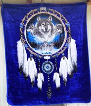 Wolf Pack Dreamcatcher Wolves Indian Outdoor Queen Size Blanket Bedspread - £47.74 GBP