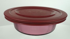 Corning Vision Ware Cranberry 750 ml 25 fl oz Ribbed Casserole Dish Plastic Lid - £13.25 GBP