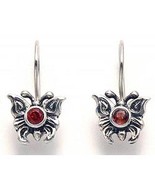 .925 SILVER BUTTERFLY DANGLE EARRINGS WITH GARNET STONE - £14.91 GBP