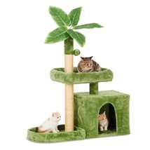 Cozy Green Paradise Fuzzy Cat Tree Condo - £33.48 GBP