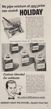 1956 Print Ad Holiday Tobacco 5 Varieties Happy Man Smokes Pipe - $14.86