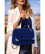 Handmade knitted bag in royal blue - $150.00