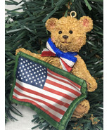 Carlton Cards Heirloom Old Glory American Flag Teddy Bear Ornament 2003 ... - £8.76 GBP