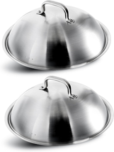Cheese Melting Dome, 12 Inch round Basting Cover, 2 Pack Stainless Steel Steam W - £24.67 GBP