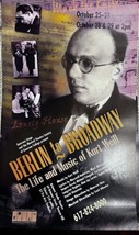 Berlin To Boston Life And Music Of Kurt Weill Poster 8.5”x14” Emerson Stage - $17.50