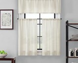 Brookstone® Saville Kitchen Window Curtain Tier Pair and Valance Ivory 2... - $17.81
