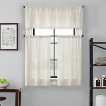 Brookstone® Saville Kitchen Window Curtain Tier Pair and Valance Ivory 24&quot; Tier - $17.81