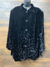 Pendleton Plus Blazer Women&#39;s Size 24 Velour Velvet Swirls Black USA Made VTG - £30.36 GBP