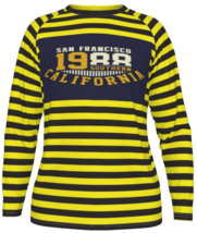 1988 California San Francisco yellow black stripes Men&#39;s t-shirt raglan sleeves - £31.96 GBP