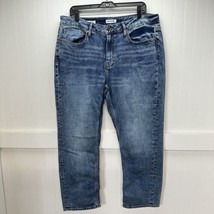 Vigoss Jeans Womens 18 Marley Straight Blue Distressed Stretch Denim Medium Wash - £25.57 GBP