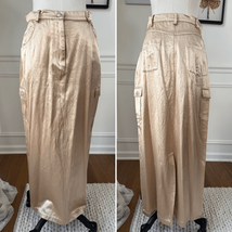 Vintage JP Collection Champagne Gold Satin Long Cargo Skirt 38 M - $45.00