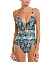 La Blanca re-fresh v-plunge cross back one piece in Blue - size 14 - $82.17