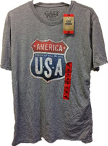 America Home of the Brave USA Men&#39;s Gray T-Shirt with Route Sign NWT - £7.26 GBP