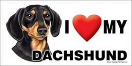 I (Heart) Love my DACHSHUND Blk/Tan Car Fridge Dog Magnet 4x8 USA Waterp... - $6.76