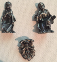 Pewter Nativity set 3 Mary, Joseph, and Jesus each is about 1 in tall - £11.80 GBP