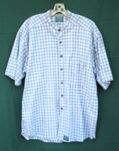 Baxter Brand Natural Clothing Mens Large Blue Plaid Linen Cotton Shirt INDIA - £13.44 GBP