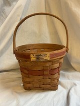 Longaberger Signed 1988 Poinsettia Basket w/ Handle &amp; Red Accents - £7.01 GBP