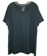 Time and Tru Blue Heather Relaxed V-Neck Short Sleeve T-Shirt XXXL 3X (2... - £6.94 GBP
