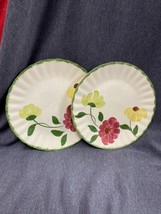 2 - Blue Ridge Southern Pottery 9.25” Plate Red Yellow Flowers Green Spo... - £10.28 GBP