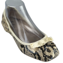 MIXX SHUZ Shoes CASEY Ballet Flats Snake Print Textile w/Bow Womens Shoe... - $11.69