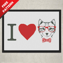 I Love Cats Quote Free cross stitch PDF pattern - $0.00