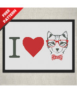 I Love Cats Quote Free cross stitch PDF pattern - $0.00