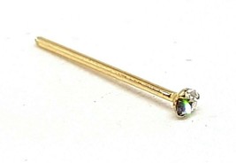 Tiny Gold Nose Stud 9ct Gold 1.5mm Tri Claw CZ 22g (0.6mm) Straight L Be... - £16.02 GBP
