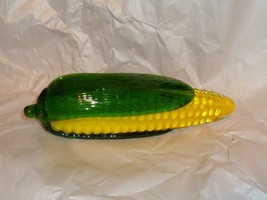 Murano Style Art Glass Corn On The Cob In A Green Husk 7 1/2&quot; - £9.32 GBP