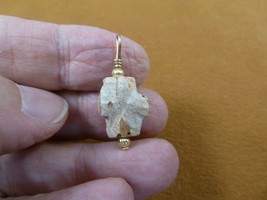 CR504-110 5/8&quot; Fairy Stone gold wire Pendant CHRISTIAN CROSS Staurolite Crystal - £14.93 GBP