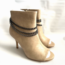 Juliet Holy Women Size 9. Beige Open Toe Booties Ankle Boots Heels Zippe... - £16.14 GBP