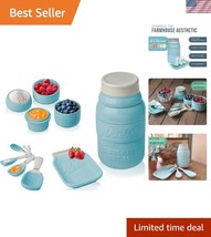 Sturdy Kitchen Ceramic Decor Set - 6-Piece Aqua Blue Vintage Style Colle... - $34.50