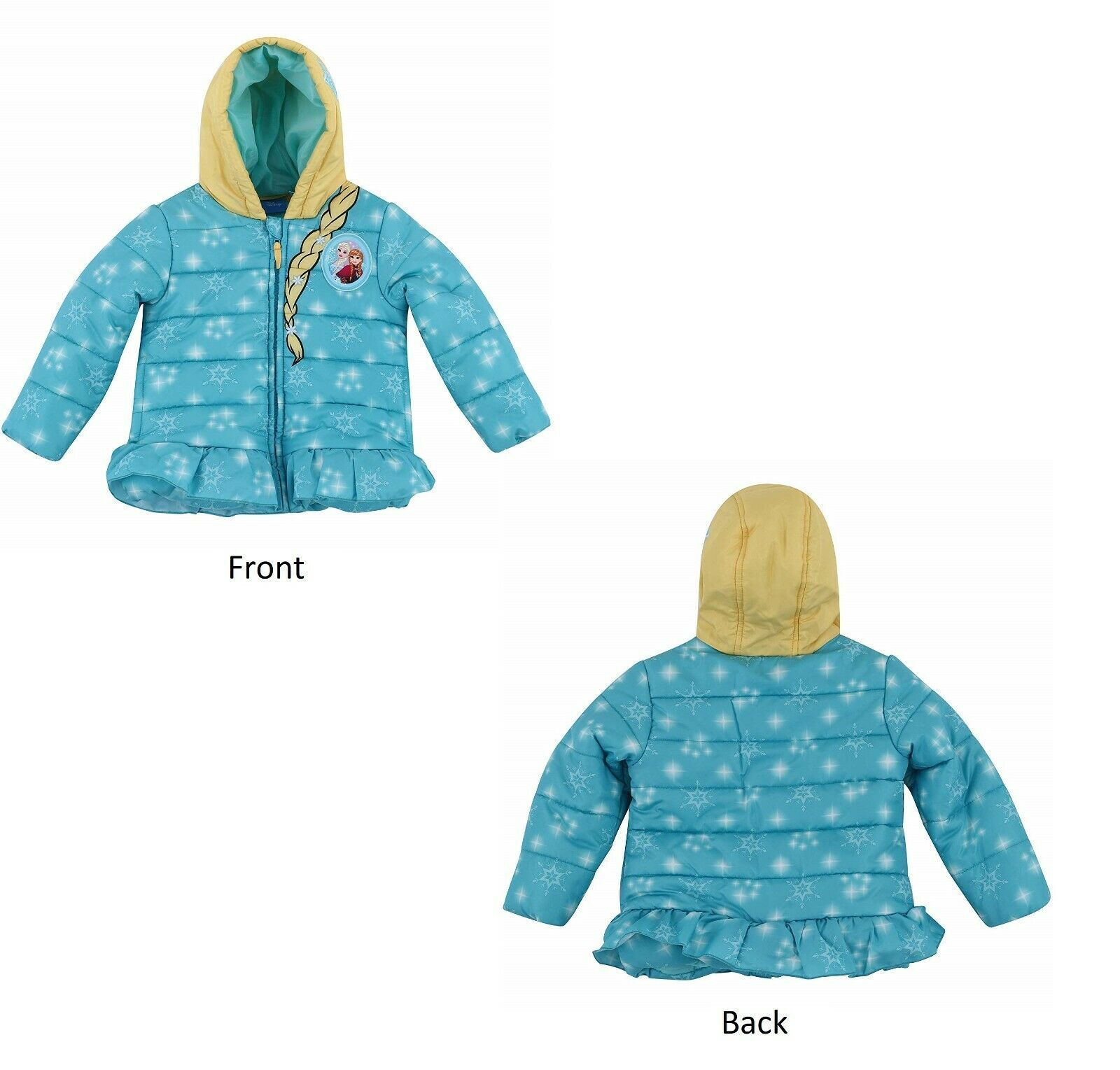 Frozen Puffer Jacket Size 2T Disney Elsa and Anna Puffy Ski Coat - $9.95