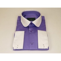 Men 100% Cotton Shirt CIERO MONTERO Turkey #STN 240 Purple/White Collar Slim Fit image 5