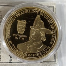 Firefighter Gold Plated Coin Franklins Bucket Brigade Union American Min... - $80.04