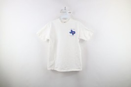 Vintage 80s Mens Medium Spell Out Motorola Texas Short Sleeve T-Shirt White USA - £38.94 GBP