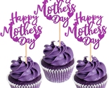 24 PCS Happy Mother&#39;S Day Cupcake Toppers with Glitter Heart Love Mother... - £13.06 GBP