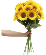 Laelfe 6 Pcs. Artificial Sunflower Flowers Long Stem Silk Fake Sunflowers - $44.96