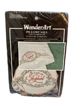 WonderArt Pillowcases Pair Prehemmed Stamped Design Lord is My Shepherd NEW - $9.87