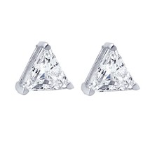 3.5ct Triangle Forme Zircone Solitaire Boucles D&#39;Oreilles Solide 925 Argent 7mm - £51.47 GBP