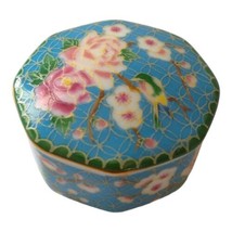 Takahashi Trinket Dish Porcelain MINI Box Cloisonne Vintage Gold Birds Flowers - $22.75